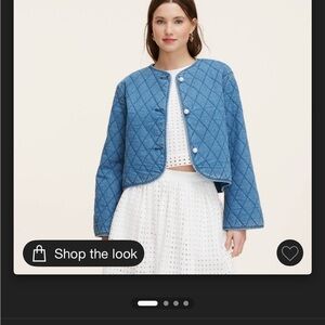 Blue Quilted Jean Jacket with Cropped Fit
